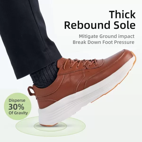 OrthoComfoot Orthopedic Leather Dress Shoes for Mens, Comfortable Plantar Fasciitis Business Sneakers with Arch Support, Orthotic Cushion Thick Sole Walking Shoes for Foot and Heel Pain Relief