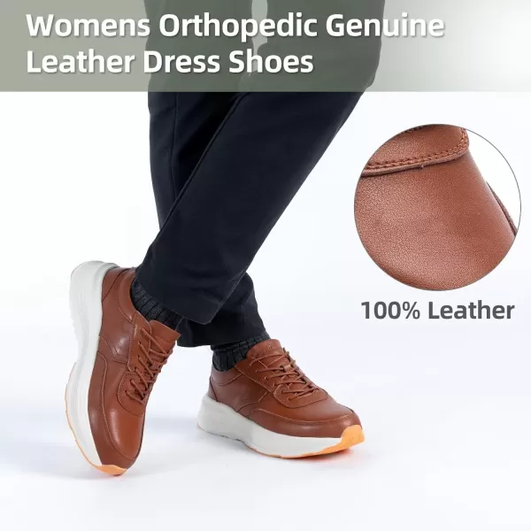OrthoComfoot Orthopedic Leather Dress Shoes for Mens, Comfortable Plantar Fasciitis Business Sneakers with Arch Support, Orthotic Cushion Thick Sole Walking Shoes for Foot and Heel Pain Relief
