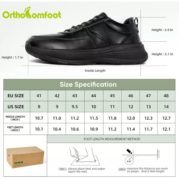 OrthoComfoot Orthopedic Leather Dress Shoes for Mens, Comfortable Plantar Fasciitis Business Sneakers with Arch Support, Orthotic Cushion Thick Sole Walking Shoes for Foot and Heel Pain Relief