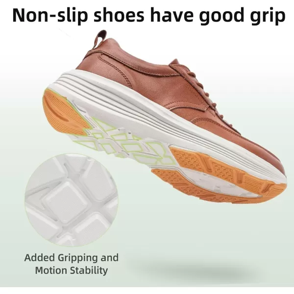 OrthoComfoot Orthopedic Leather Dress Shoes for Mens, Comfortable Plantar Fasciitis Business Sneakers with Arch Support, Orthotic Cushion Thick Sole Walking Shoes for Foot and Heel Pain Relief