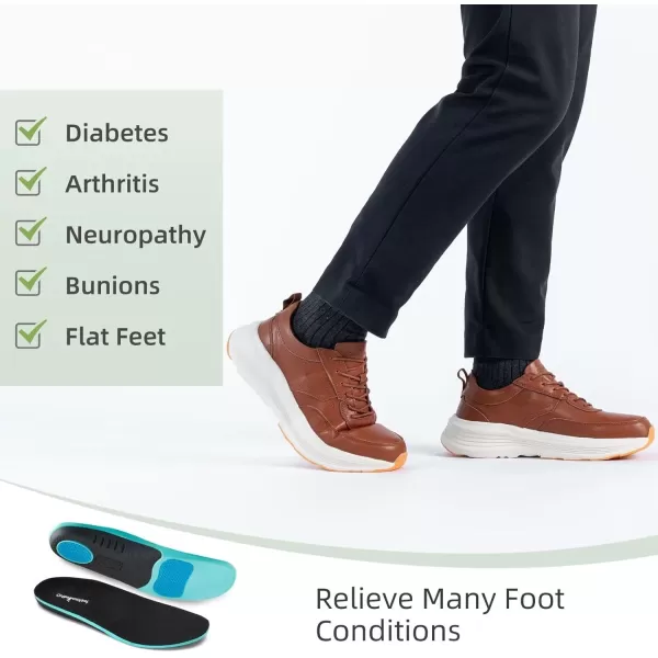 OrthoComfoot Orthopedic Leather Dress Shoes for Mens, Comfortable Plantar Fasciitis Business Sneakers with Arch Support, Orthotic Cushion Thick Sole Walking Shoes for Foot and Heel Pain Relief