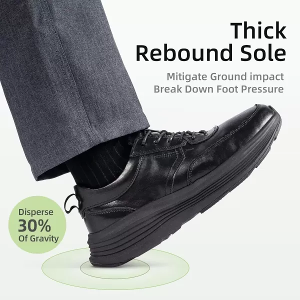 OrthoComfoot Orthopedic Leather Dress Shoes for Mens, Comfortable Plantar Fasciitis Business Sneakers with Arch Support, Orthotic Cushion Thick Sole Walking Shoes for Foot and Heel Pain Relief