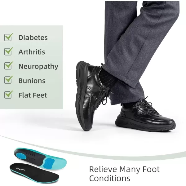 OrthoComfoot Orthopedic Leather Dress Shoes for Mens, Comfortable Plantar Fasciitis Business Sneakers with Arch Support, Orthotic Cushion Thick Sole Walking Shoes for Foot and Heel Pain Relief