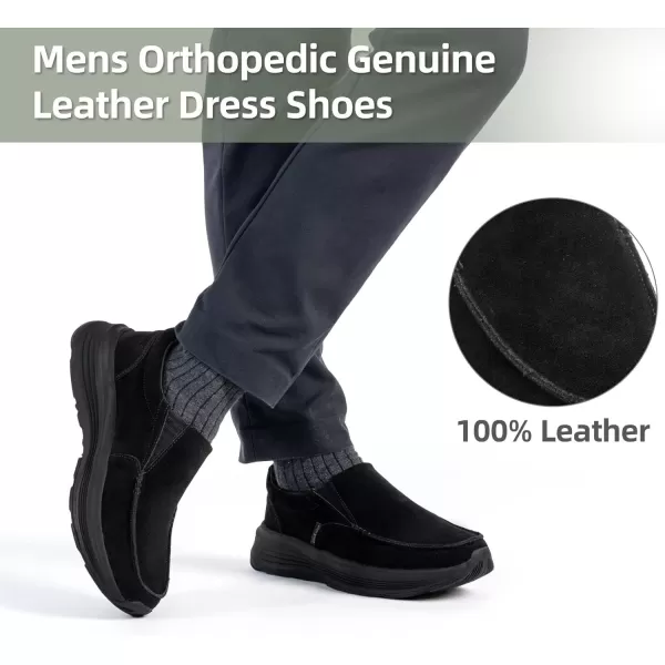 OrthoComfoot Orthopedic Walking Shoes with Arch Support for Mens, Leather Slip-On Loafers for Plantar Fasciitis, Comfortable Orthotic Dress Shoes for Foot and Heel Pain Relief