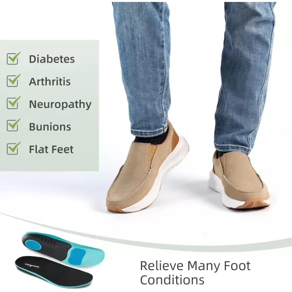 OrthoComfoot Orthopedic Walking Shoes with Arch Support for Mens, Leather Slip-On Loafers for Plantar Fasciitis, Comfortable Orthotic Dress Shoes for Foot and Heel Pain Relief