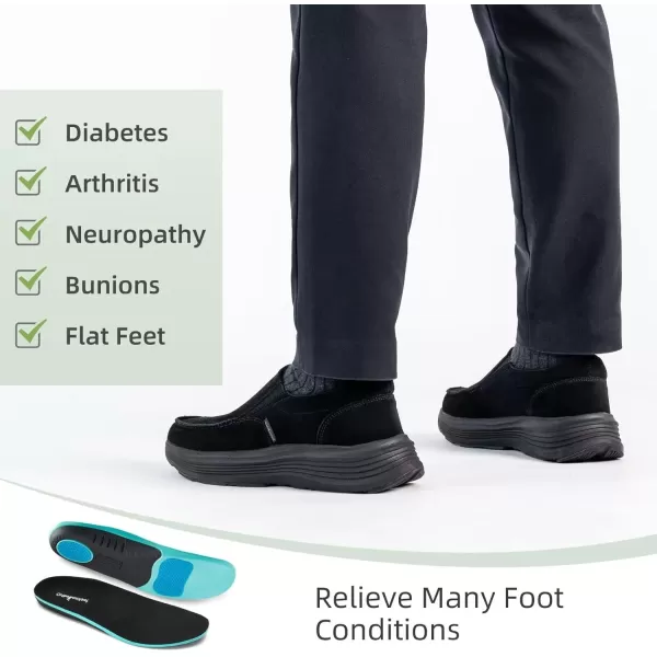 OrthoComfoot Orthopedic Walking Shoes with Arch Support for Mens, Leather Slip-On Loafers for Plantar Fasciitis, Comfortable Orthotic Dress Shoes for Foot and Heel Pain Relief