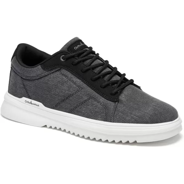 OrthoComfoot Men's Orthopedic Comfortable Fashion Sneakers, Breathable Arch Support Walking Shoes, Plantar Fasciitis Slip-On Shoes with Lace Up Design for Foot and Heel Pain
