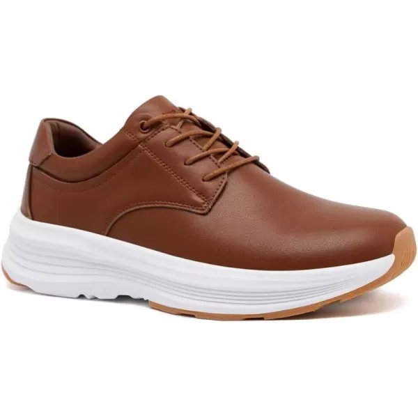 OrthoComfoot Mens Orthopedic Leather Dress Shoes, Comfortable Arch Support Walking Shoes for Plantar Fasciitis, Orthotic Non-Slip Casual Thick Sole Sneakers for Foot and Heel Pain
