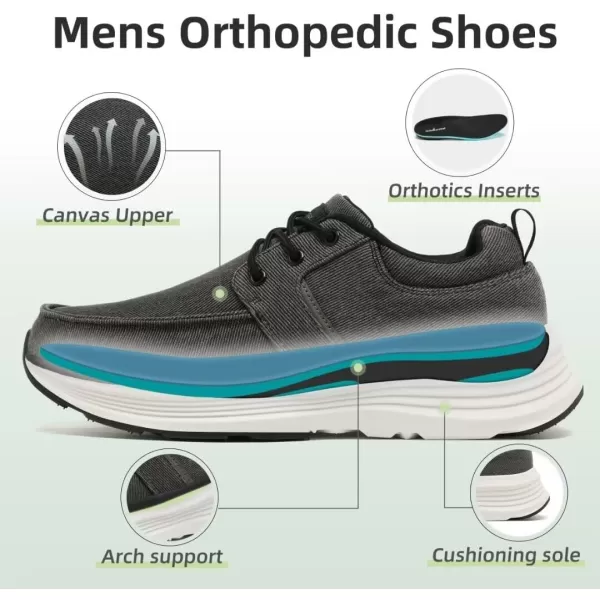 OrthoComfoot Men's Orthopedic Fashion Sneakers for Plantar Fasciitis: Comfortable Arch Support Walking Shoes, Orthotic Cushioned Thick Sole Sneakers for Foot and Heel Pain Relief