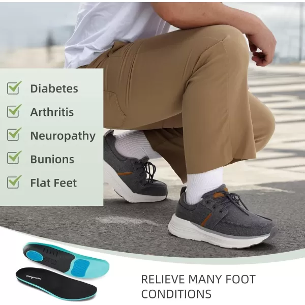 OrthoComfoot Men's Orthopedic Fashion Sneakers for Plantar Fasciitis: Comfortable Arch Support Walking Shoes, Orthotic Cushioned Thick Sole Sneakers for Foot and Heel Pain Relief