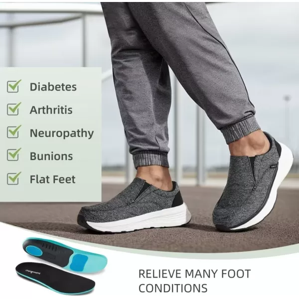 OrthoComfoot Men's Orthopedic Fashion Sneakers for Plantar Fasciitis: Comfortable Arch Support Walking Shoes, Orthotic Cushioned Thick Sole Sneakers for Foot and Heel Pain Relief