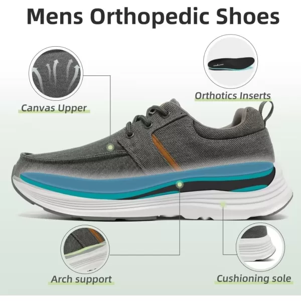 OrthoComfoot Men's Orthopedic Fashion Sneakers for Plantar Fasciitis: Comfortable Arch Support Walking Shoes, Orthotic Cushioned Thick Sole Sneakers for Foot and Heel Pain Relief