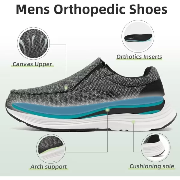 OrthoComfoot Men's Orthopedic Fashion Sneakers for Plantar Fasciitis: Comfortable Arch Support Walking Shoes, Orthotic Cushioned Thick Sole Sneakers for Foot and Heel Pain Relief