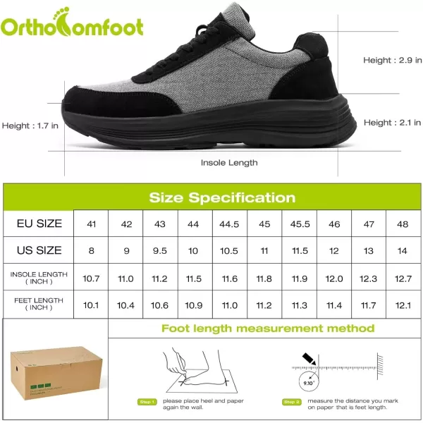 OrthoComfoot Men's Orthopedic Comfortable Fashion Sneakers, Casual Arch Support Walking Shoes for Plantar Fasciitis and Flat Feet, Breathable Canvas Orthotic Outdoor Shoes for Foot and Heel Pain
