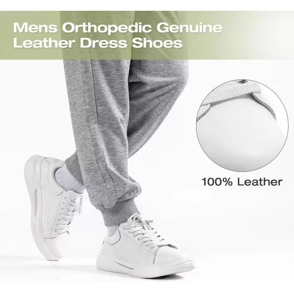 OrthoComfoot Men's Orthopedic Leather Dress Fashion Sneakers: Comfortable Arch Support Leather Oxfords for Plantar Fasciitis, Orthotic Casual Walking Shoes for Foot and Heel Pain Relief