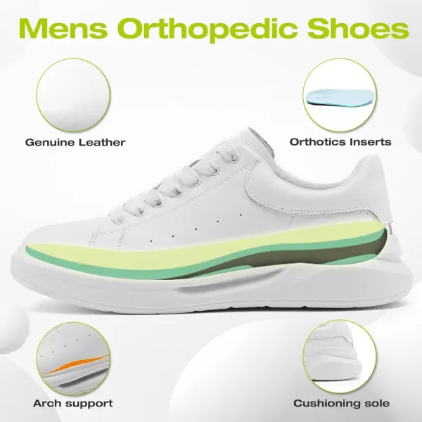 OrthoComfoot Men's Orthopedic Leather Dress Fashion Sneakers: Comfortable Arch Support Leather Oxfords for Plantar Fasciitis, Orthotic Casual Walking Shoes for Foot and Heel Pain Relief