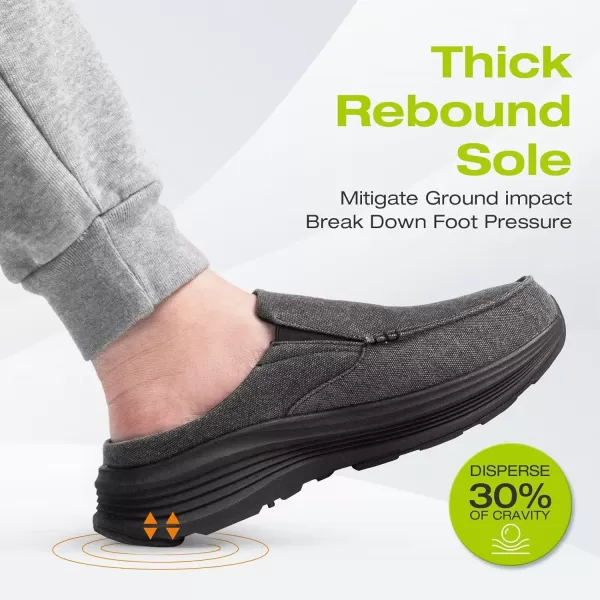 OrthoComfoot Men's Orthopedic Slip-On Loafers Walking Shoes: Casual Comfortable Arch Support Slippers for Plantar Fasciitis, Soft Canvas Orthotic Shoes for Foot and Heel Pain Relief