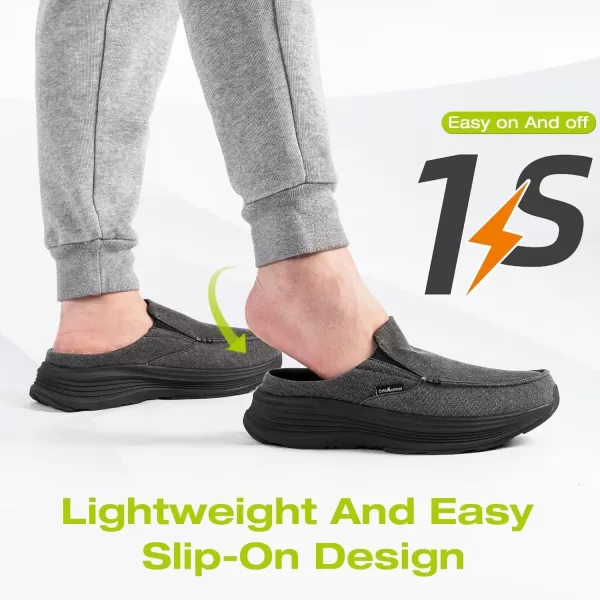 OrthoComfoot Men's Orthopedic Slip-On Loafers Walking Shoes: Casual Comfortable Arch Support Slippers for Plantar Fasciitis, Soft Canvas Orthotic Shoes for Foot and Heel Pain Relief