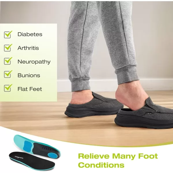 OrthoComfoot Men's Orthopedic Slip-On Loafers Walking Shoes: Casual Comfortable Arch Support Slippers for Plantar Fasciitis, Soft Canvas Orthotic Shoes for Foot and Heel Pain Relief