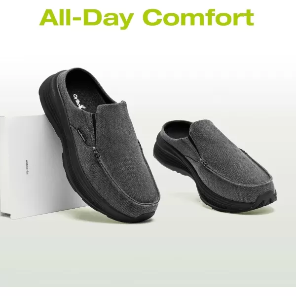 OrthoComfoot Men's Orthopedic Slip-On Loafers Walking Shoes: Casual Comfortable Arch Support Slippers for Plantar Fasciitis, Soft Canvas Orthotic Shoes for Foot and Heel Pain Relief