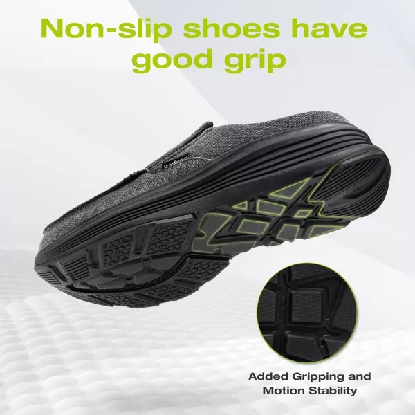 OrthoComfoot Men's Orthopedic Slip-On Loafers Walking Shoes: Casual Comfortable Arch Support Slippers for Plantar Fasciitis, Soft Canvas Orthotic Shoes for Foot and Heel Pain Relief
