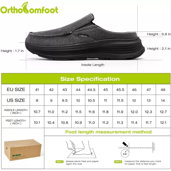 OrthoComfoot Men's Orthopedic Slip-On Loafers Walking Shoes: Casual Comfortable Arch Support Slippers for Plantar Fasciitis, Soft Canvas Orthotic Shoes for Foot and Heel Pain Relief