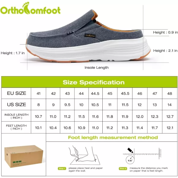 OrthoComfoot Men's Orthopedic Slip-On Loafers Walking Shoes: Casual Comfortable Arch Support Slippers for Plantar Fasciitis, Soft Canvas Orthotic Shoes for Foot and Heel Pain Relief