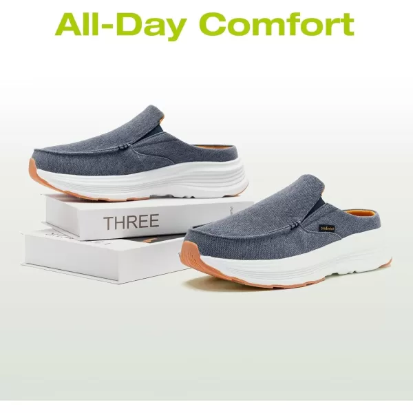OrthoComfoot Men's Orthopedic Slip-On Loafers Walking Shoes: Casual Comfortable Arch Support Slippers for Plantar Fasciitis, Soft Canvas Orthotic Shoes for Foot and Heel Pain Relief