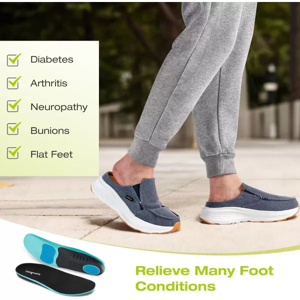 OrthoComfoot Men's Orthopedic Slip-On Loafers Walking Shoes: Casual Comfortable Arch Support Slippers for Plantar Fasciitis, Soft Canvas Orthotic Shoes for Foot and Heel Pain Relief