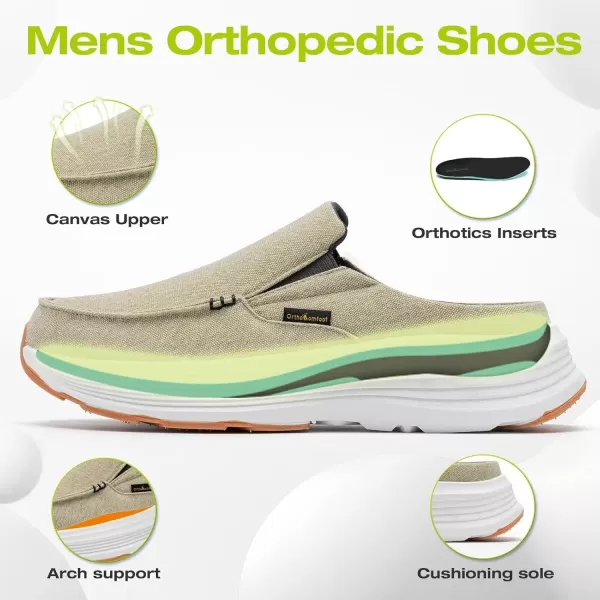 OrthoComfoot Men's Orthopedic Slip-On Loafers Walking Shoes: Casual Comfortable Arch Support Slippers for Plantar Fasciitis, Soft Canvas Orthotic Shoes for Foot and Heel Pain Relief
