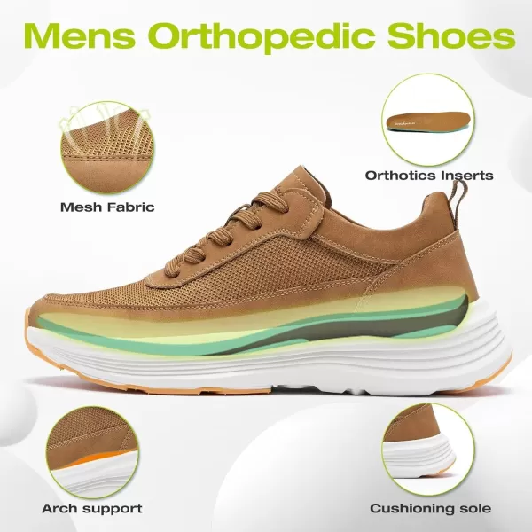 OrthoComfoot Orthopedic Comfortable Fashion Sneakers for Mens, Breathable Arch Support Walking Shoes for Plantar Fasciitis, Casual Orthotic Outdoor Shoes for Foot and Heel Pain Relief