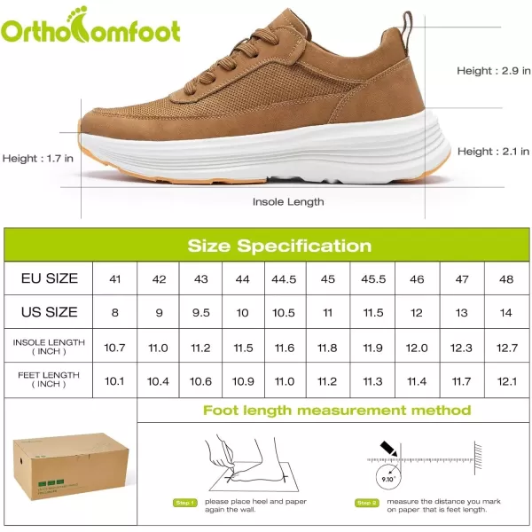 OrthoComfoot Orthopedic Comfortable Fashion Sneakers for Mens, Breathable Arch Support Walking Shoes for Plantar Fasciitis, Casual Orthotic Outdoor Shoes for Foot and Heel Pain Relief