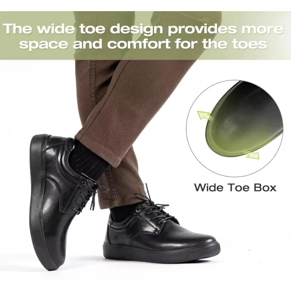 OrthoComfoot Orthopedic Dress Shoes for Mens Wide Width Toe Box, Comfortable Arch Support Leather Oxfords for Plantar Fasciitis, Casual Business Orthotic Walking Shoes for Foot and Heel Pain