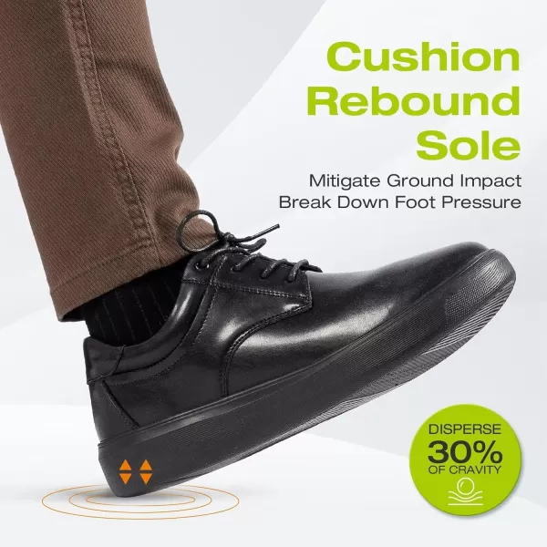 OrthoComfoot Orthopedic Dress Shoes for Mens Wide Width Toe Box, Comfortable Arch Support Leather Oxfords for Plantar Fasciitis, Casual Business Orthotic Walking Shoes for Foot and Heel Pain