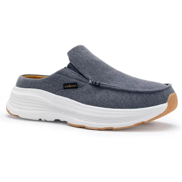 OrthoComfoot Men's Orthopedic Slip-On Loafers Walking Shoes: Casual Comfortable Arch Support Slippers for Plantar Fasciitis, Soft Canvas Orthotic Shoes for Foot and Heel Pain Relief