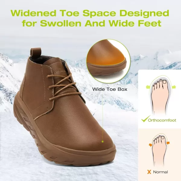 OrthoComfoot Women's Orthopedic Wide Leather Winter Ankle Boots: Comfortable Arch Support Walking Shoes for Diabetic and Orthotic, Casual Plantar Fasciitis Dress Shoes for Foot and Heel Pain