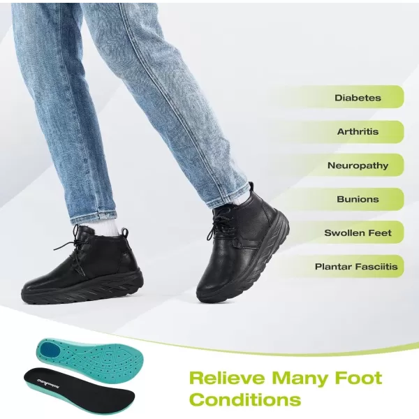 OrthoComfoot Women's Orthopedic Wide Leather Winter Ankle Boots: Comfortable Arch Support Walking Shoes for Diabetic and Orthotic, Casual Plantar Fasciitis Dress Shoes for Foot and Heel Pain