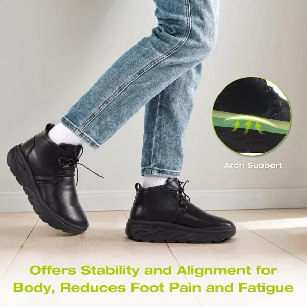 OrthoComfoot Women's Orthopedic Wide Leather Winter Ankle Boots: Comfortable Arch Support Walking Shoes for Diabetic and Orthotic, Casual Plantar Fasciitis Dress Shoes for Foot and Heel Pain