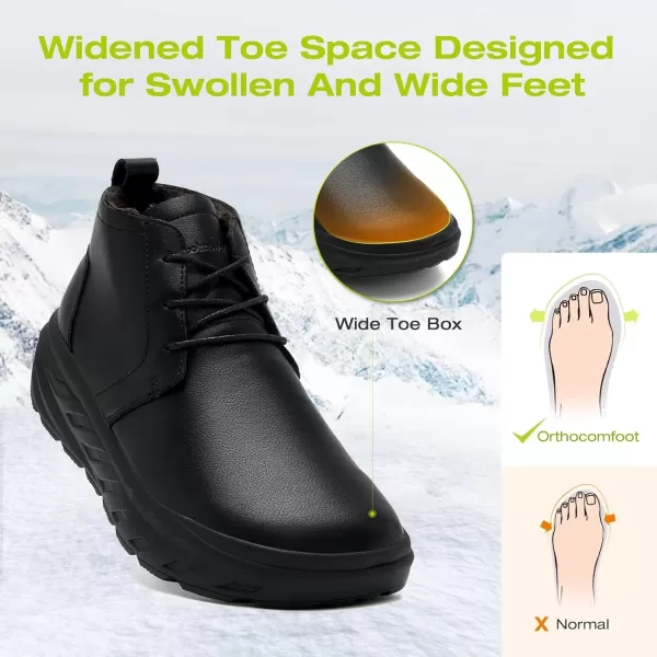OrthoComfoot Women's Orthopedic Wide Leather Winter Ankle Boots: Comfortable Arch Support Walking Shoes for Diabetic and Orthotic, Casual Plantar Fasciitis Dress Shoes for Foot and Heel Pain