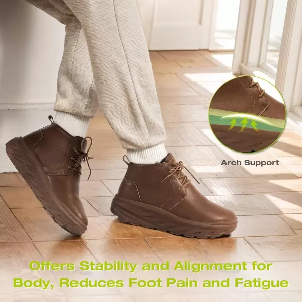 OrthoComfoot Women's Orthopedic Wide Leather Winter Ankle Boots: Comfortable Arch Support Walking Shoes for Diabetic and Orthotic, Casual Plantar Fasciitis Dress Shoes for Foot and Heel Pain
