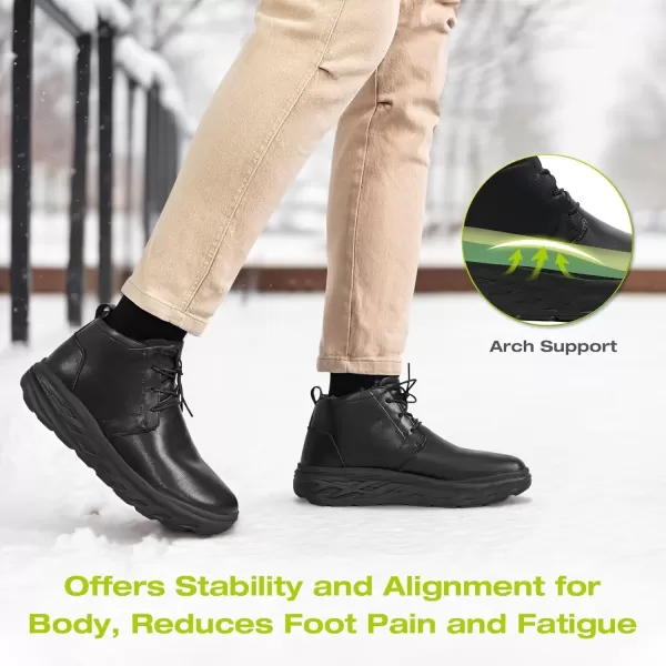 OrthoComfoot Men's Orthopedic Wide Leather Winter Ankle Boots: Comfortable Diabetic Dress Shoes with Arch Support for Orthotic, Casual Plantar Fasciitis Walking Shoes for Foot and Heel Pain