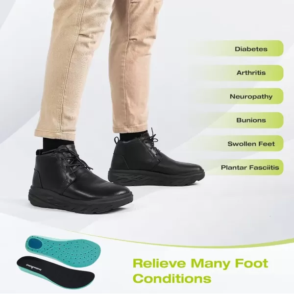 OrthoComfoot Men's Orthopedic Wide Leather Winter Ankle Boots: Comfortable Diabetic Dress Shoes with Arch Support for Orthotic, Casual Plantar Fasciitis Walking Shoes for Foot and Heel Pain