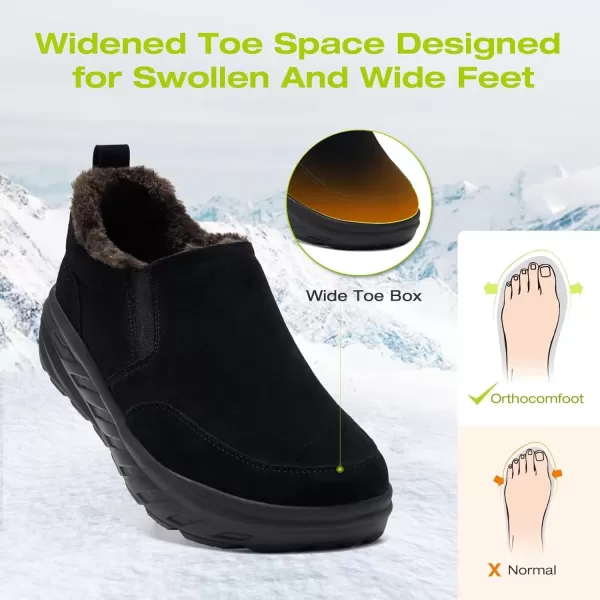 OrthoComfoot Men's Orthopedic Wide Winter Slippers with Arch Support: Comfortable Diabetic Loafers for Plantar Fasciitis, Casual Orthotic Walking Shoes for Foot and Heel Pain Relief