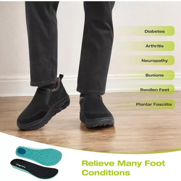 OrthoComfoot Men's Orthopedic Wide Winter Slippers with Arch Support: Comfortable Diabetic Loafers for Plantar Fasciitis, Casual Orthotic Walking Shoes for Foot and Heel Pain Relief