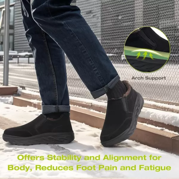 OrthoComfoot Men's Orthopedic Wide Winter Slippers with Arch Support: Comfortable Diabetic Loafers for Plantar Fasciitis, Casual Orthotic Walking Shoes for Foot and Heel Pain Relief