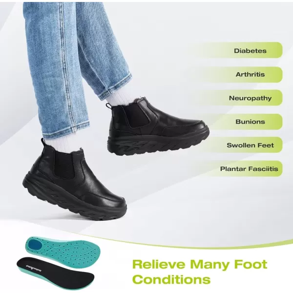 OrthoComfoot Women's Orthopedic Wide Leather Winter Ankle Boots: Comfortable Arch Support Dress Shoes for Diabetic, Casual Plantar Fasciitis Orthotic Walking Shoes for Foot and Heel Pain Relief