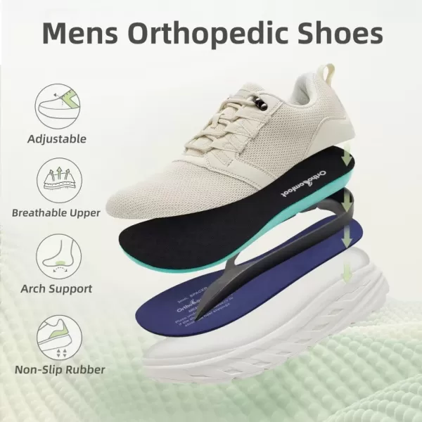 OrthoComfoot Men's Orthopedic Diabetic Wide Walking Shoes: Comfortable Plantar Fasciitis Fashion Sneakers with Arch Support for Hammer Toes, Casual Swollen Shoes for Heel and Foot Pain Relief