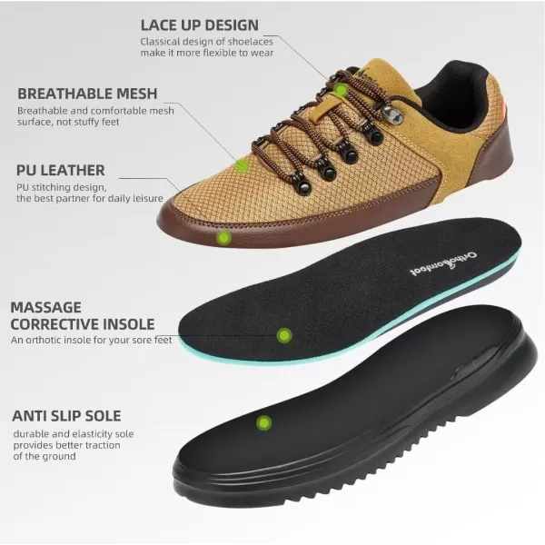 OrthoComfoot Men's Orthopedic Hiking Boots, Water Resistant Outdoor Walking Shoes for Plantar Fasciitis, Light-Weight Casual Sneakers for Ankle and Foot Pain Relief