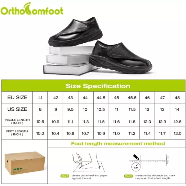 OrthoComfoot Men's Orthopedic Diabetic Extra Wide Leather Dress Shoes: Comfortable Walking Shoes with Arch Support for Plantar Fasciitis, Casual Orthotic Slip On Laofers for Heel and Foot Pain