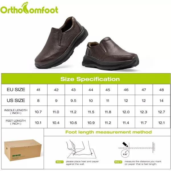 OrthoComfoot Men's Orthopedic Leather Dress Walking Shoes: Comfortable Orthotic Plantar Fasciitis Oxford Shoes with Arch Support, Casual Business Slip-On Loafers for Foot and Heel Pain Relief